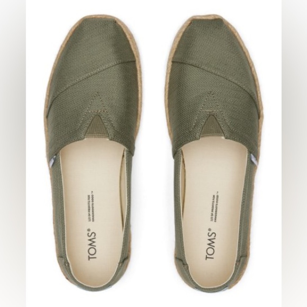 TOMS | olive green Espadrille unique designer better than hoka NEW